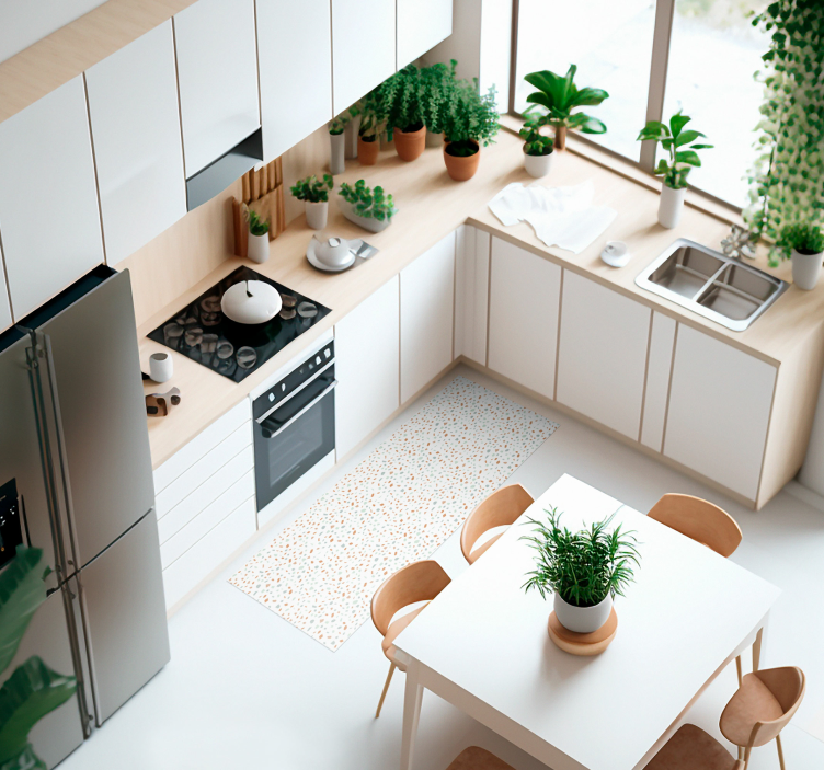 Alfombra vinilo cocina azulejos caramelo de terrazo - TenVinilo