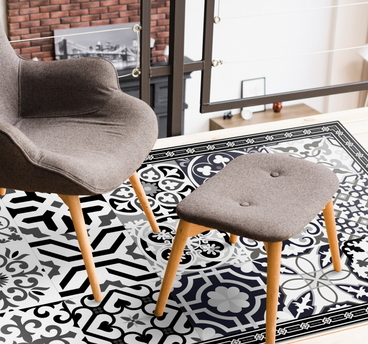 Alfombras de vinilo de azulejos Colas de cemento negro - TenVinilo