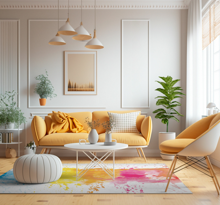 Alfombra vinilo salón moderna acuarela splash - TenVinilo