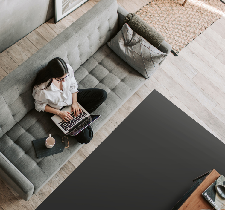 Alfombra vinilo salón rectangular negra - TenVinilo