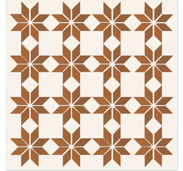 Alfombra vinílica comedor baldosas de estrella de terracota - TenVinilo