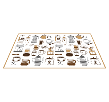 Alfombra pvc cocina elementos esenciales del café - TenVinilo