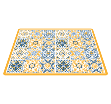 Alfombra hidráulica vinílica arreglos de mosaicos vibrantes - TenVinilo