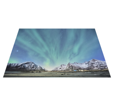 Alfombra vinílica dormitorio luz de la aurora en las montañas - TenVinilo