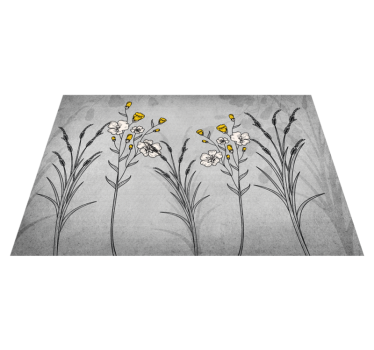Alfombra vinílica flores detalle de boceto floral - TenVinilo