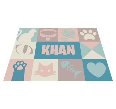 Alfombra vinílica animales personalizable nombre gato - TenVinilo