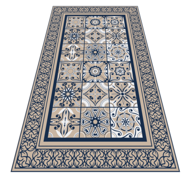 Alfombra hidráulica vinílica azulejos vintage marrones - TenVinilo