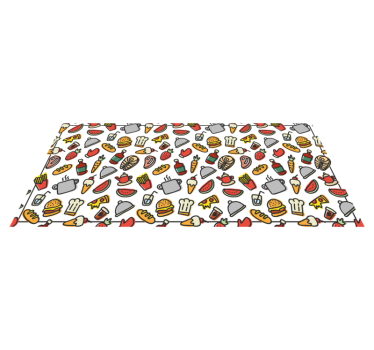 Alfombra vinílica cocina patrón iconos de comida - TenVinilo