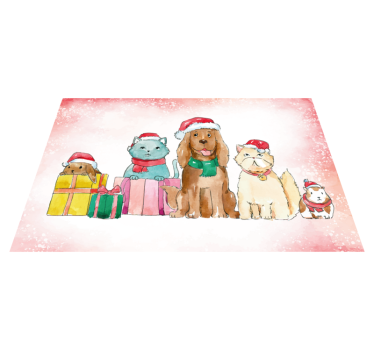 Alfombra vinílica animal mascotas de Navidad - TenVinilo