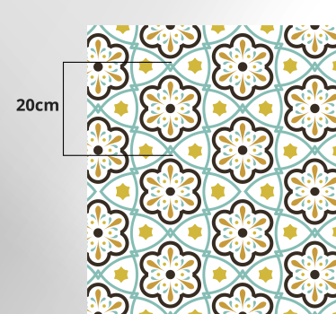 Alfombra vinílica cocina azulejos patrón flores - TenVinilo