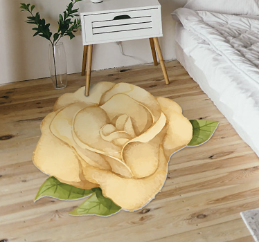 Alfombra vinilo amarilla forma de rosa - TenVinilo