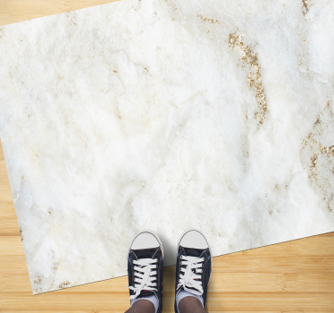 Alfombra de vinilo textura piedra Mármol blanco y dorado - TenVinilo