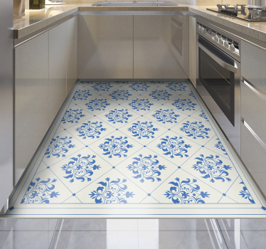 Alfombra hidráulica vinílica azul ornamental - TenVinilo
