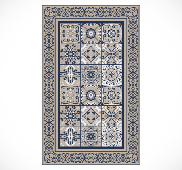 Alfombra hidráulica vinílica azulejos vintage marrones - TenVinilo