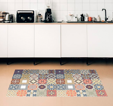 Alfombra hidráulica vinílica patrón portugués simple - TenVinilo