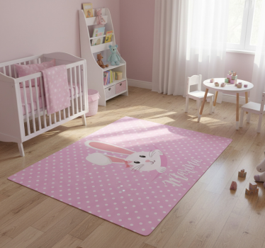 Alfombra vinílica animales con conejito lindo personalizado - TenVinilo