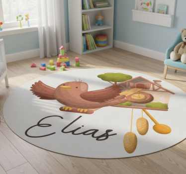Alfombra vinílica animales reloj cucú personalizable - TenVinilo