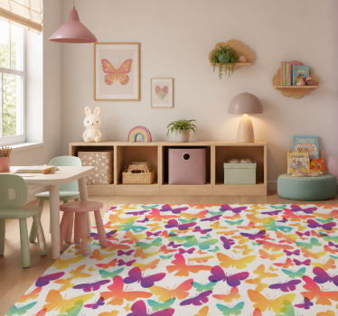 Alfombra vinílica animales mariposas en degradado - TenVinilo