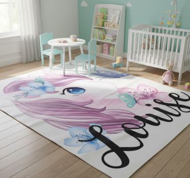 Alfombra vinílica animales unicornio con mariposa - TenVinilo
