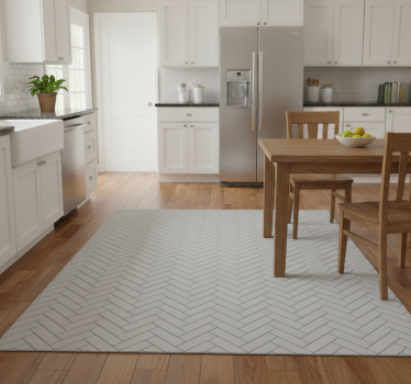 Alfombra vinílica cocina baldosas en espiga gris - TenVinilo