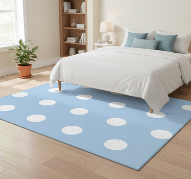 Alfombra vinílica dormitorio con diseño de lunares - TenVinilo