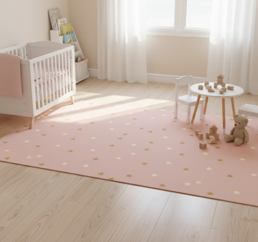 Alfombra vinílica estrellas estrellas doradas en rosa - TenVinilo