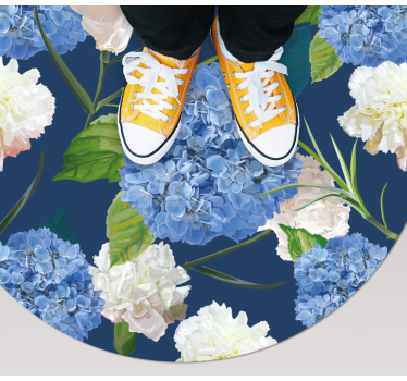 Alfombra vinílica flores patrón de hortensia - TenVinilo