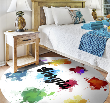 Alfombra vinílica juvenil diseño circular con salpicaduras. - TenVinilo