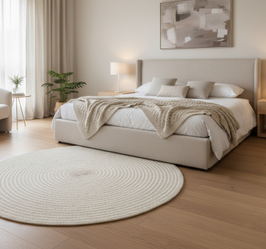 Alfombra vinílica minimalista espiral tejido crema - TenVinilo