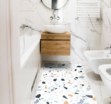 Alfombra vinílica baño hidráulica terrazzo piedras colores - TenVinilo