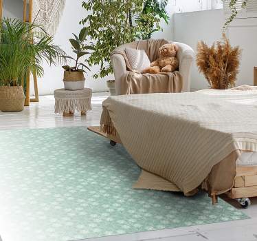 Alfombra vinílica dormitorio patrones verde menta - TenVinilo