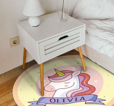 Alfombra vinílica dormitorio unicornio con nombre - TenVinilo