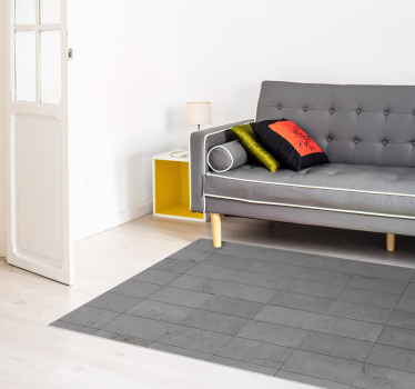 Alfombra vinílica gris efecto bloques cemento - TenVinilo