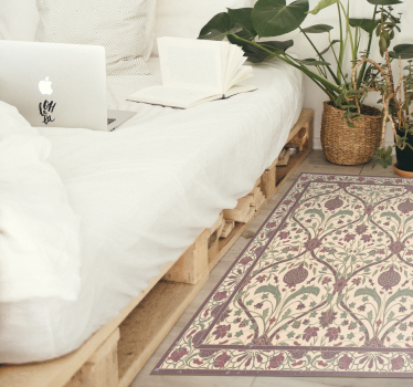 Alfombra vinílica vintage motivo floral adornado - TenVinilo