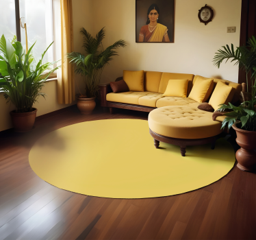 Alfombra vinilo amarilla diseño redondo - TenVinilo
