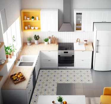 Alfombra vinílica cocina azulejos retro - TenVinilo