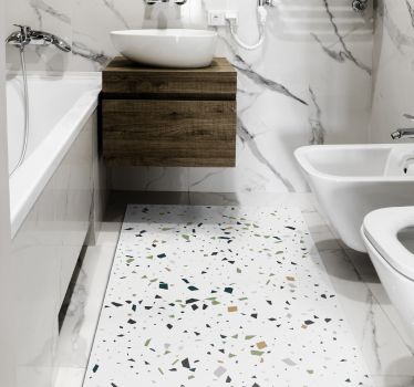Alfombra vinilo baño blanca con puntos - TenVinilo