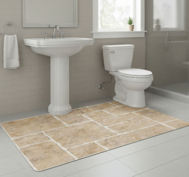 Alfombra vinilo baño piedras beige - TenVinilo