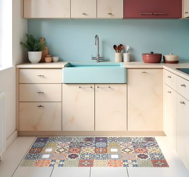 Alfombra vinilo cocina hidráulico multicolor - TenVinilo
