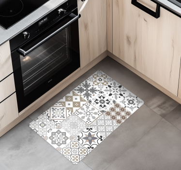 Alfombra vinilo cocina mosaico gris - TenVinilo