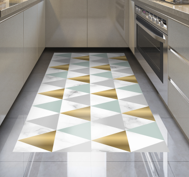 Alfombra pvc cocina geométrica triángulos de mármol - TenVinilo