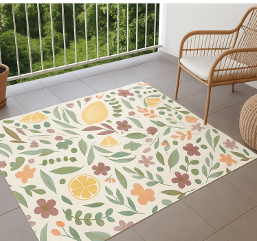 Alfombra vinilo exterior diseño floral de limón - TenVinilo