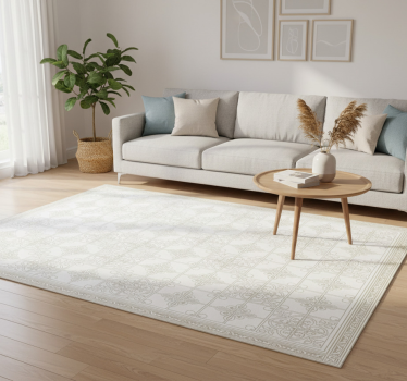 Alfombra vinilo salón beige ornamental - TenVinilo