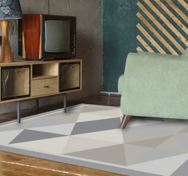 Alfombra vinílica comedor triángulos pantone grises - TenVinilo