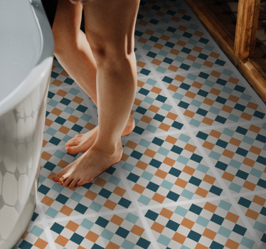 Alfombra vinílica baño mosaico azulejos de colores - TenVinilo