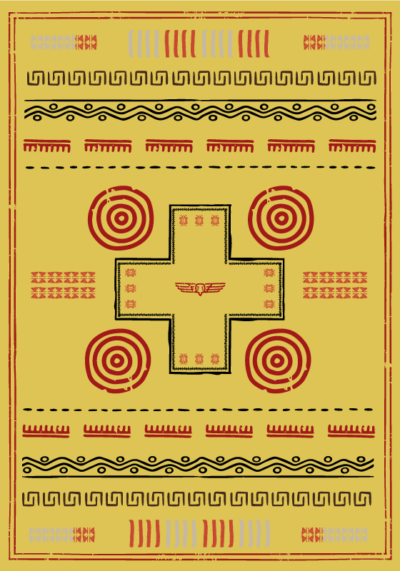 Alfombra vinilo amarilla diseño étnico - TenVinilo