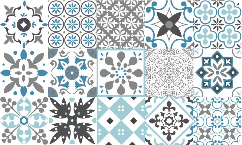 Alfombra vinilo cocina mosaico azul - TenVinilo