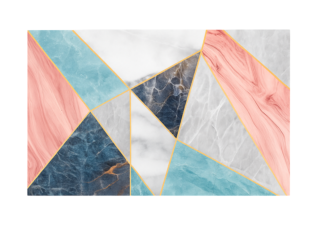 Alfombra vinílica efecto mármol diseño geométrico colorido - TenVinilo