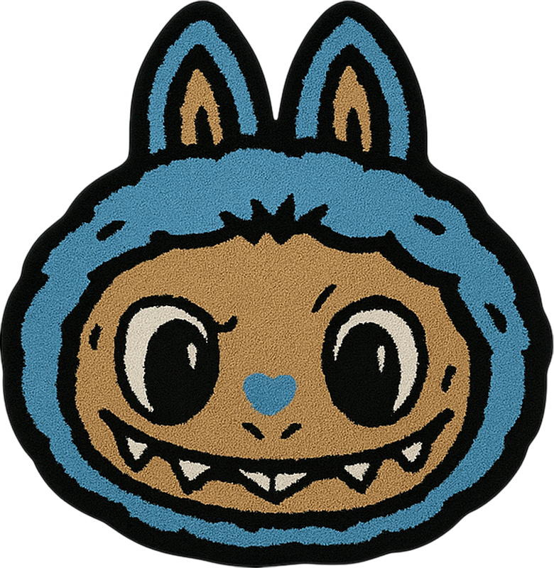 Alfombra vinílica infantil diseño de labubu azul - TenVinilo