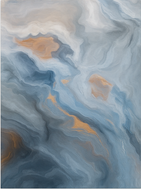 Alfombra vinílica efecto mármol tonos azul ámbar - TenVinilo